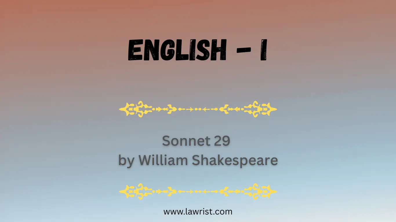 Poem: Sonnet 29 by William Shakespeare